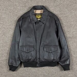 Vintage Air Force Brown Genuine Leather Bomber Aviator Flight Pilot Jacket Men L